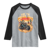 Funny Route Highway 66 Goose Biker Raglan Shirt Ride The Mother Road