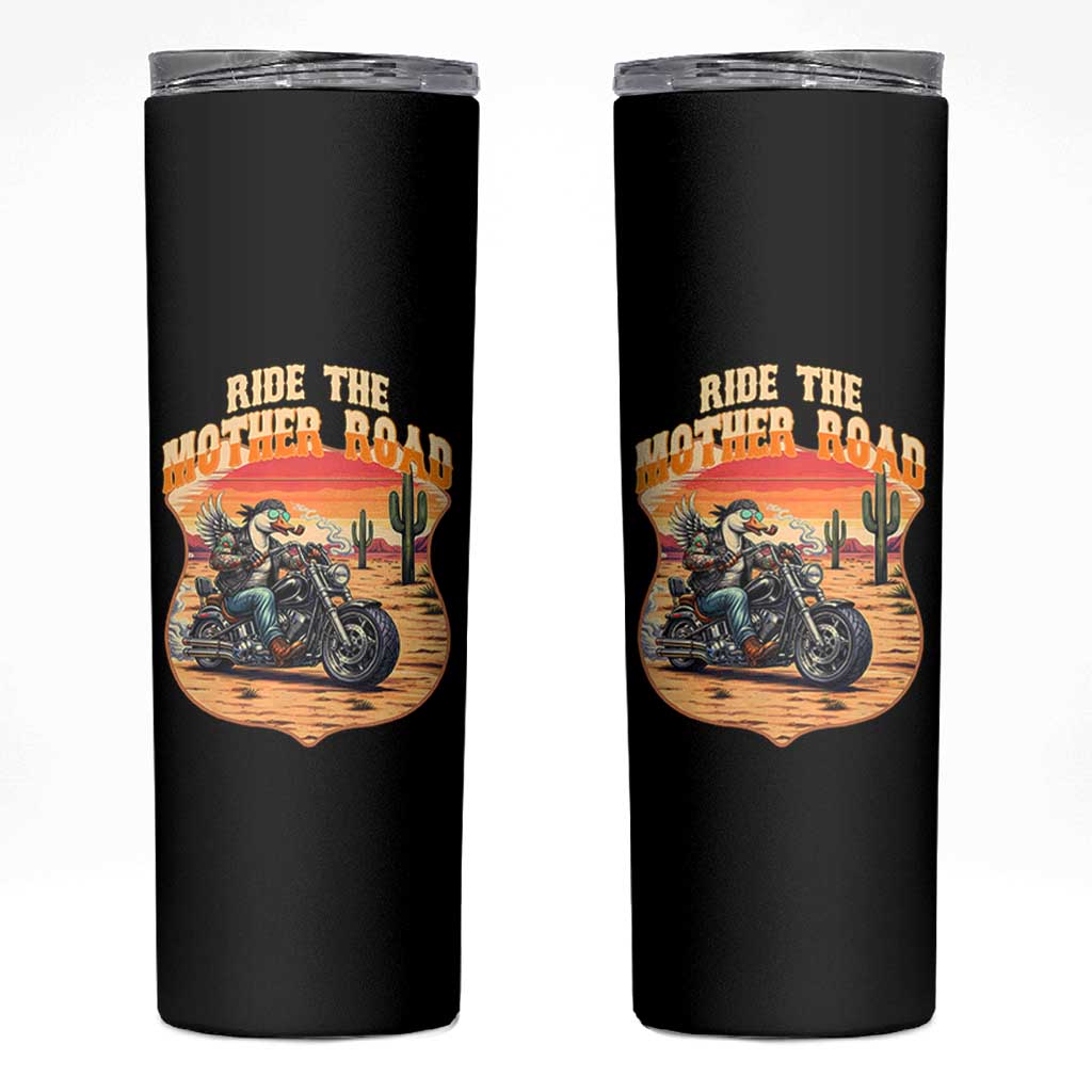 Funny Route Highway 66 Goose Biker Skinny Tumbler Ride The Mother Road