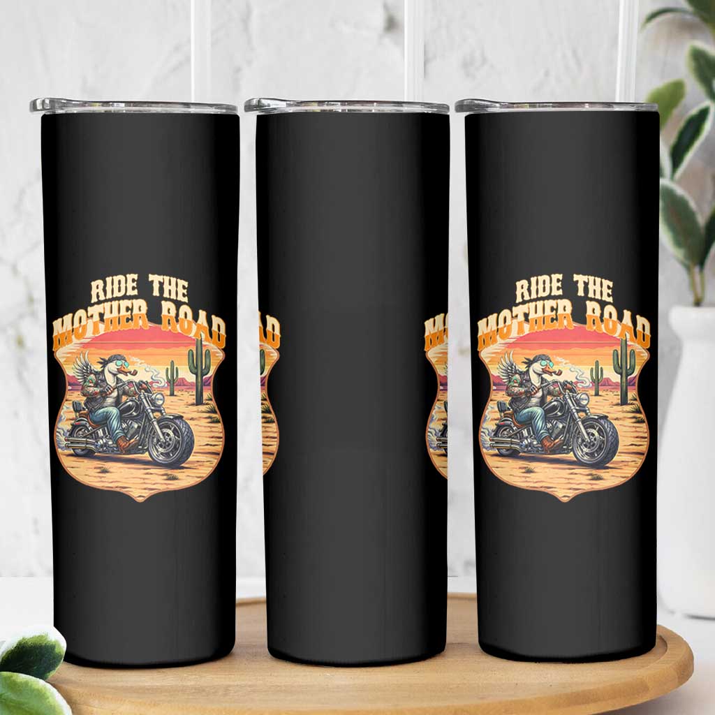 Funny Route Highway 66 Goose Biker Skinny Tumbler Ride The Mother Road