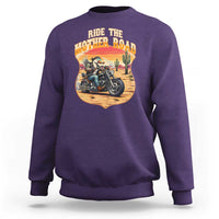 Funny Route Highway 66 Goose Biker Sweatshirt Ride The Mother Road
