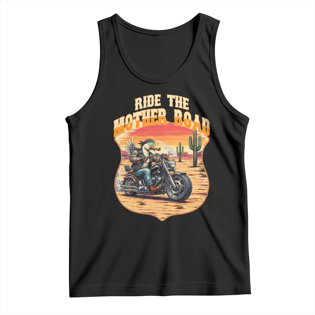 Funny Route Highway 66 Goose Biker Tank Top Ride The Mother Road