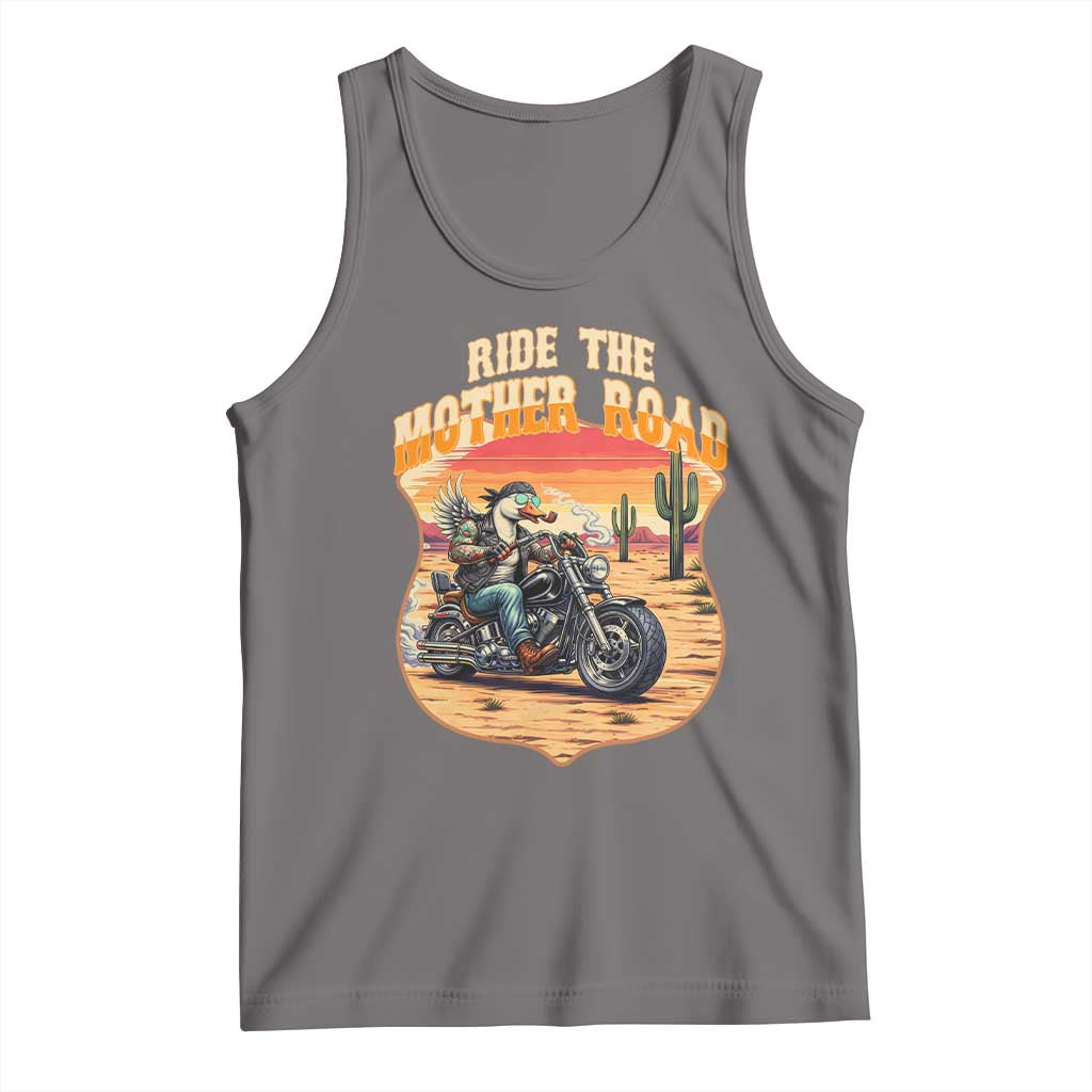 Funny Route Highway 66 Goose Biker Tank Top Ride The Mother Road