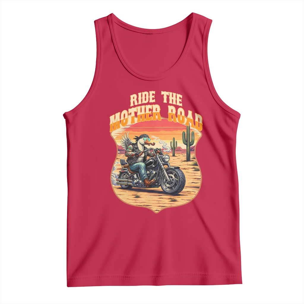 Funny Route Highway 66 Goose Biker Tank Top Ride The Mother Road