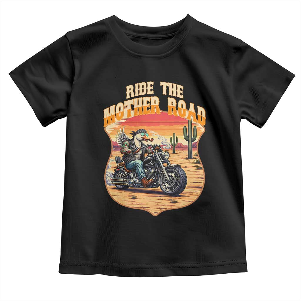 Funny Route Highway 66 Goose Biker Toddler T Shirt Ride The Mother Road