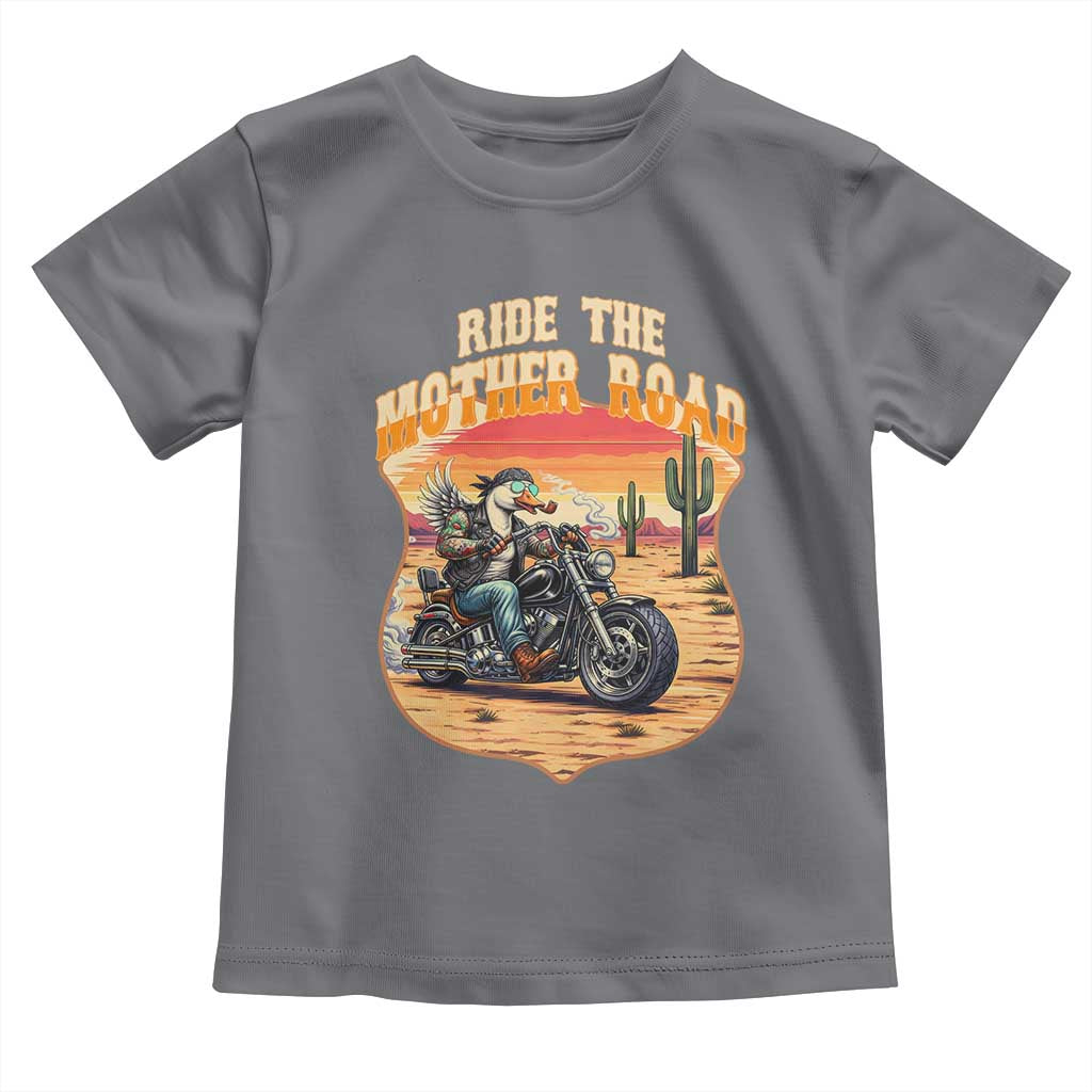 Funny Route Highway 66 Goose Biker Toddler T Shirt Ride The Mother Road