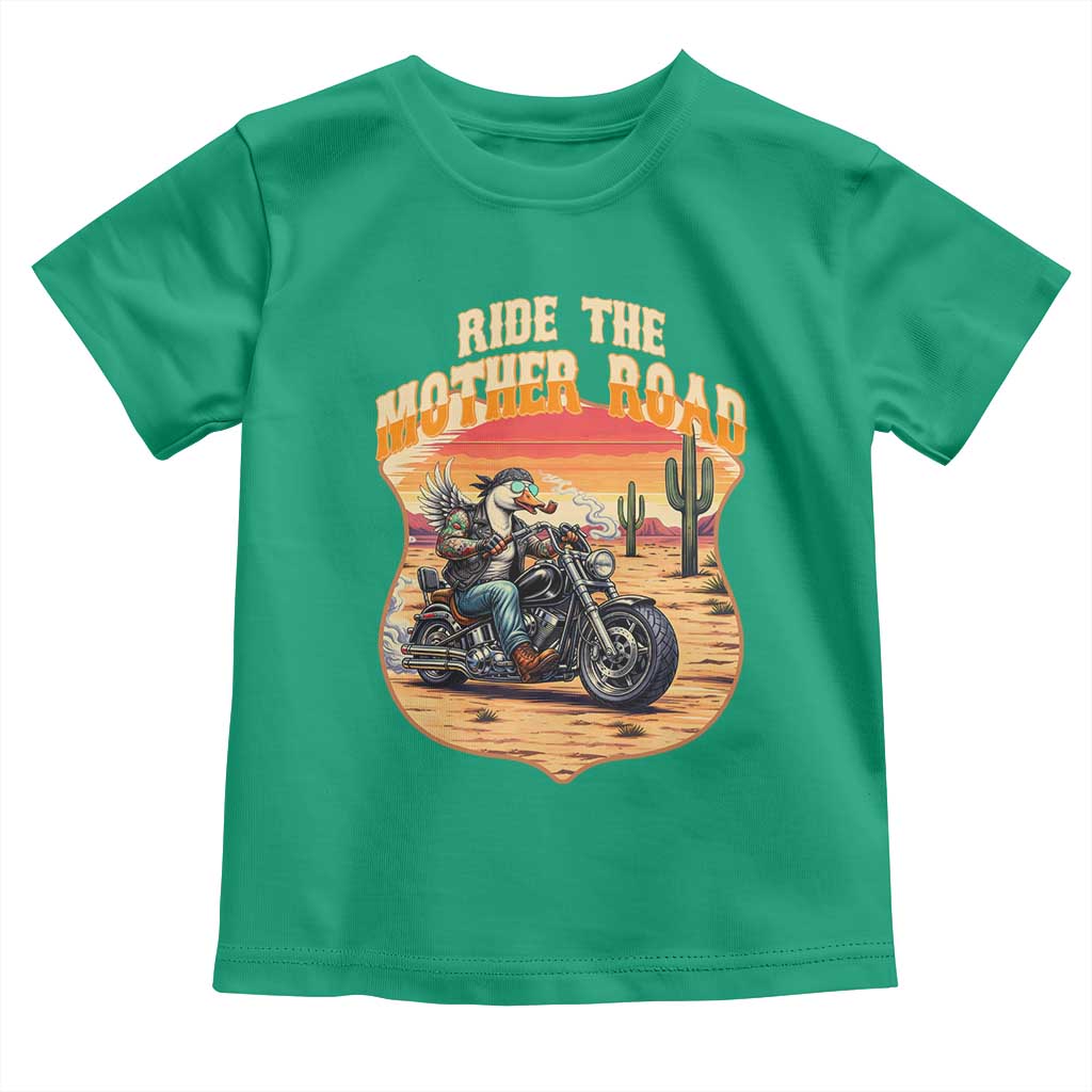 Funny Route Highway 66 Goose Biker Toddler T Shirt Ride The Mother Road