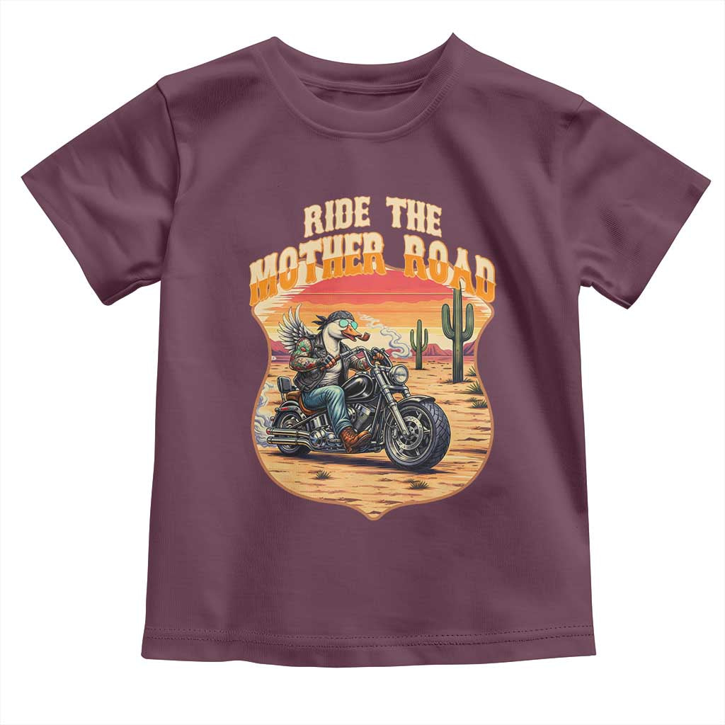 Funny Route Highway 66 Goose Biker Toddler T Shirt Ride The Mother Road