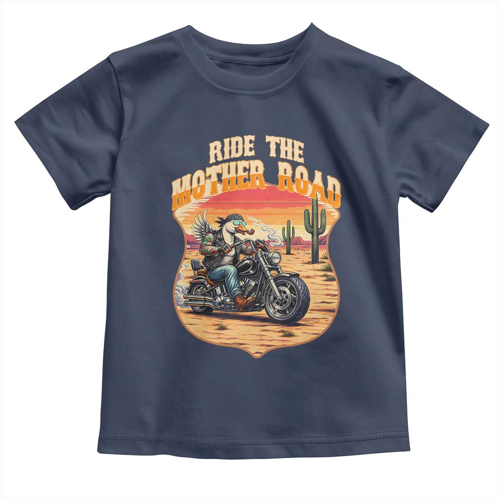 Funny Route Highway 66 Goose Biker Toddler T Shirt Ride The Mother Road