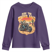 Funny Route Highway 66 Goose Biker Youth Sweatshirt Ride The Mother Road