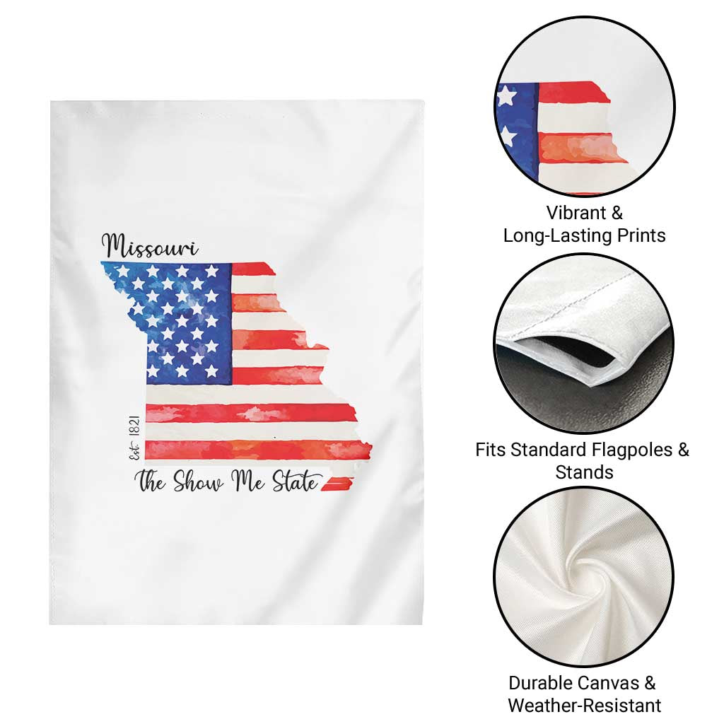 The Show Me State Est 1821 Garden Flag Proud Missourian Gift