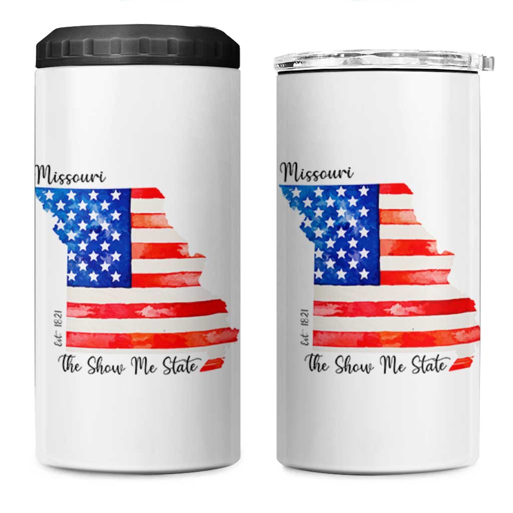 The Show Me State Est 1821 4 in 1 Can Cooler Tumbler Proud Missourian Gift
