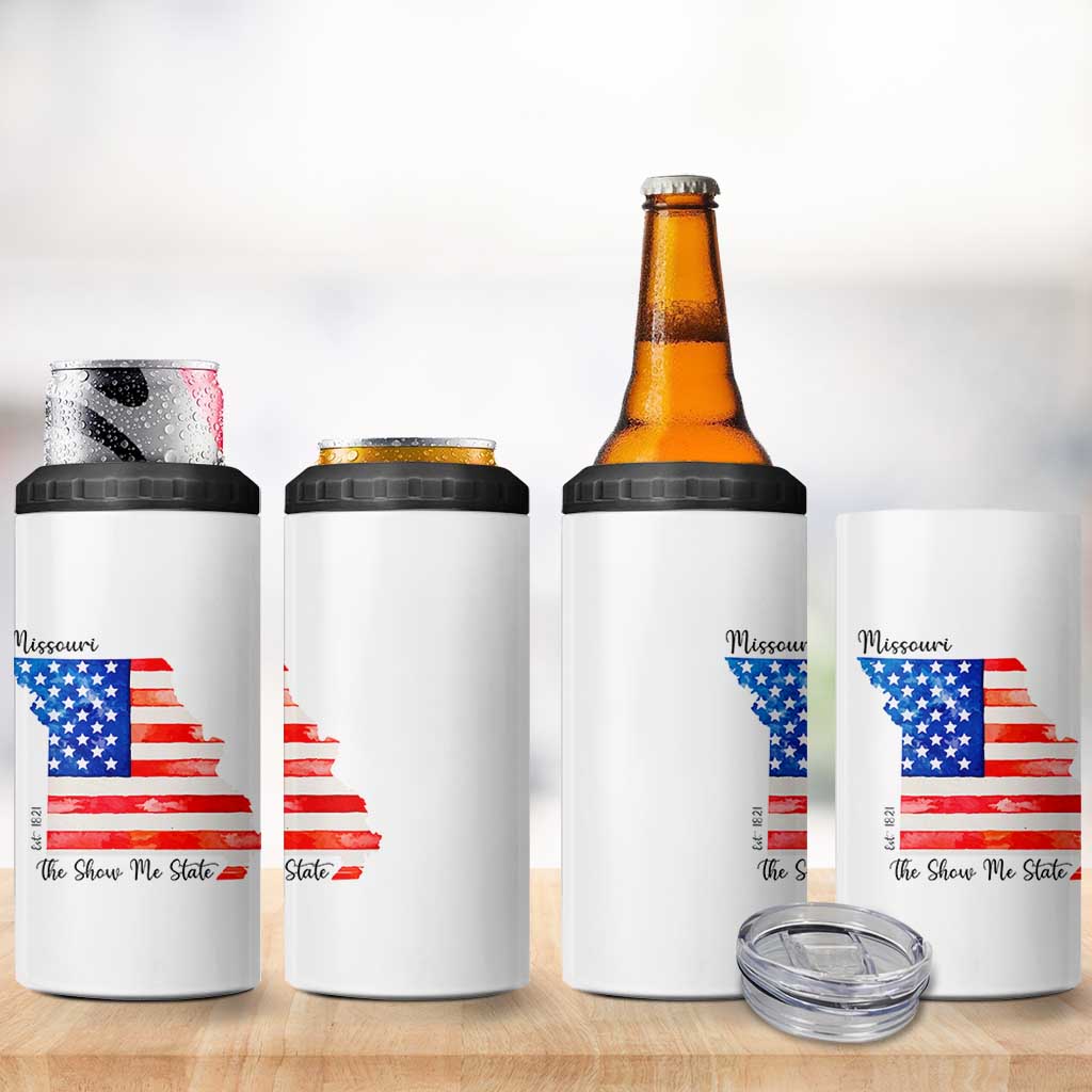The Show Me State Est 1821 4 in 1 Can Cooler Tumbler Proud Missourian Gift