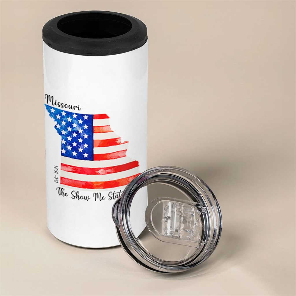 The Show Me State Est 1821 4 in 1 Can Cooler Tumbler Proud Missourian Gift