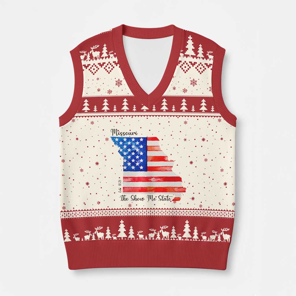 The Show Me State Est 1821 V-Neck Knit Sweater Vest Proud Missourian Gift