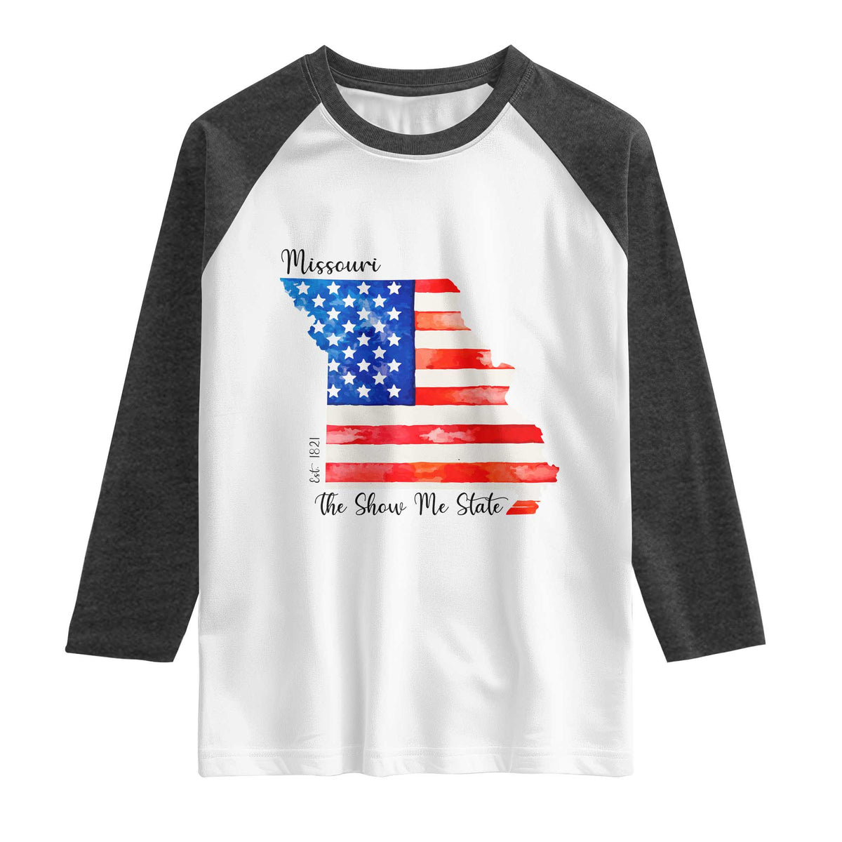 The Show Me State Est 1821 Raglan Shirt Proud Missourian Gift