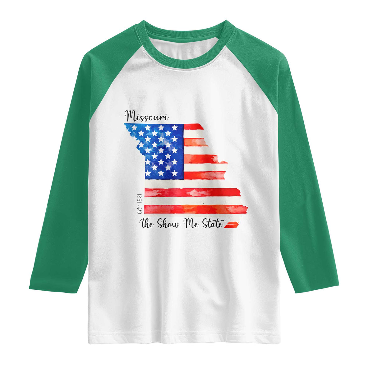 The Show Me State Est 1821 Raglan Shirt Proud Missourian Gift