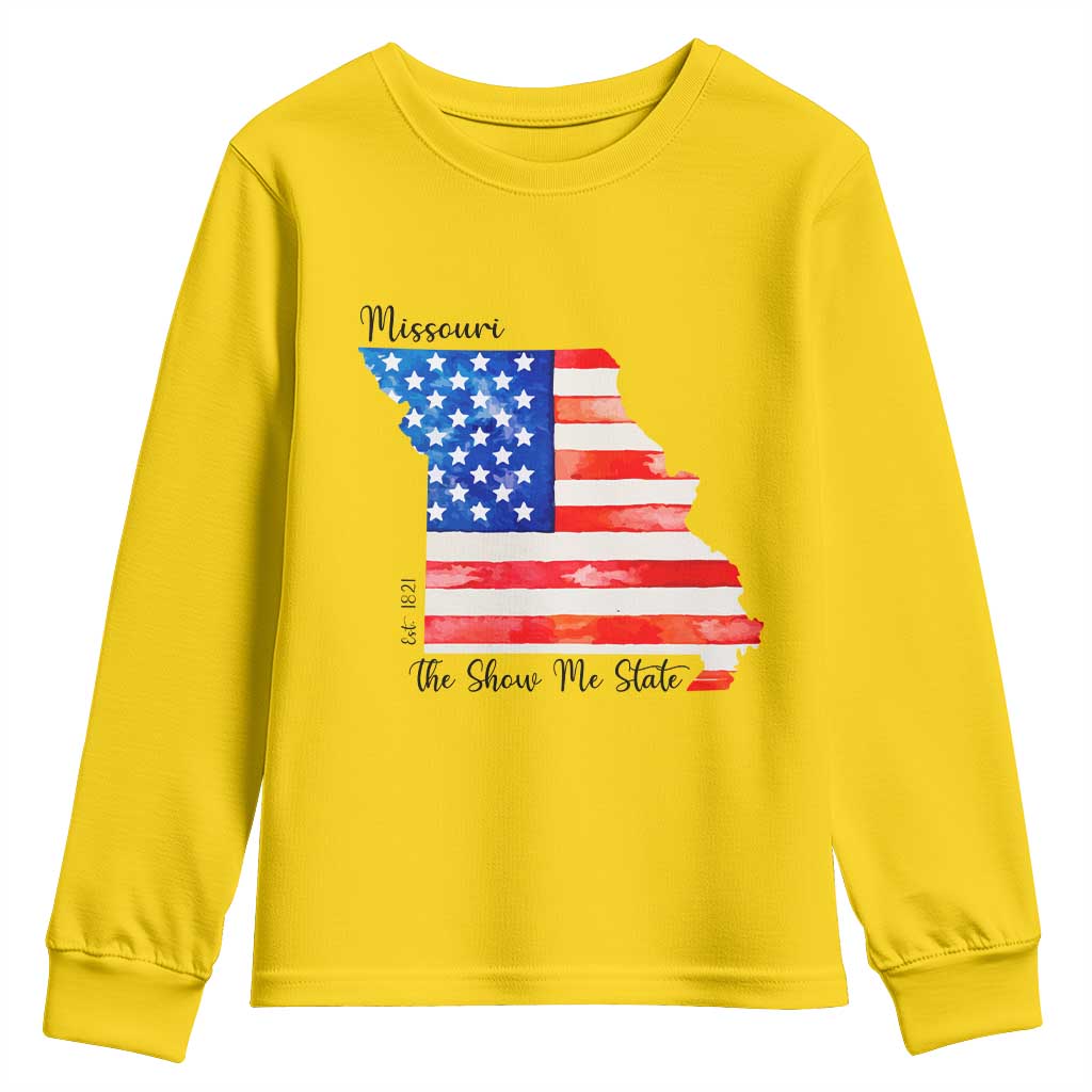 The Show Me State Est 1821 Youth Sweatshirt Proud Missourian Gift