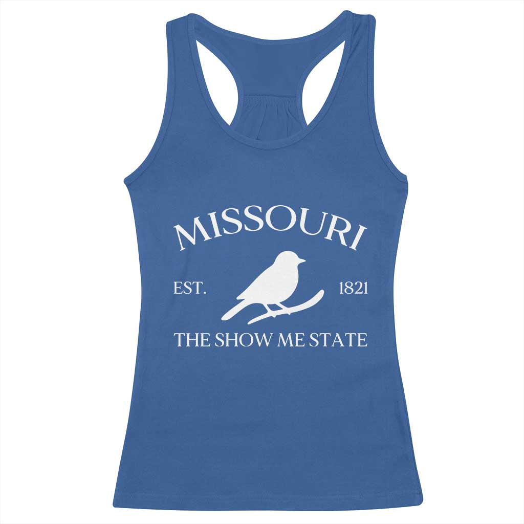 Vintage Blue Bird Missouri Racerback Tank Top The Show Me State Pride