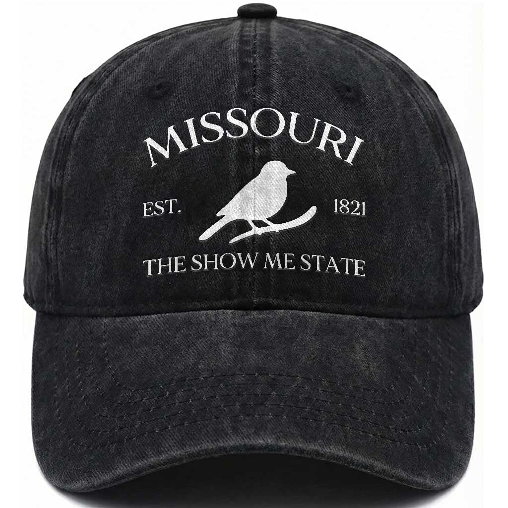 Vintage Blue Bird Missouri Washed Cotton Baseball Cap The Show Me State Pride