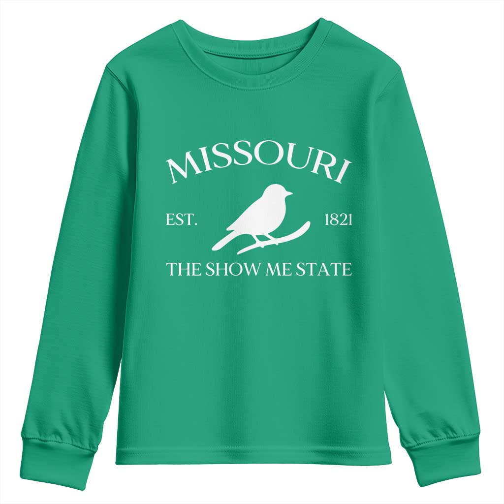 Vintage Blue Bird Missouri Youth Sweatshirt The Show Me State Pride