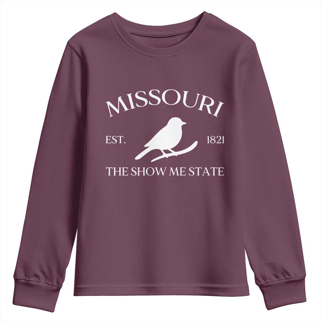 Vintage Blue Bird Missouri Youth Sweatshirt The Show Me State Pride