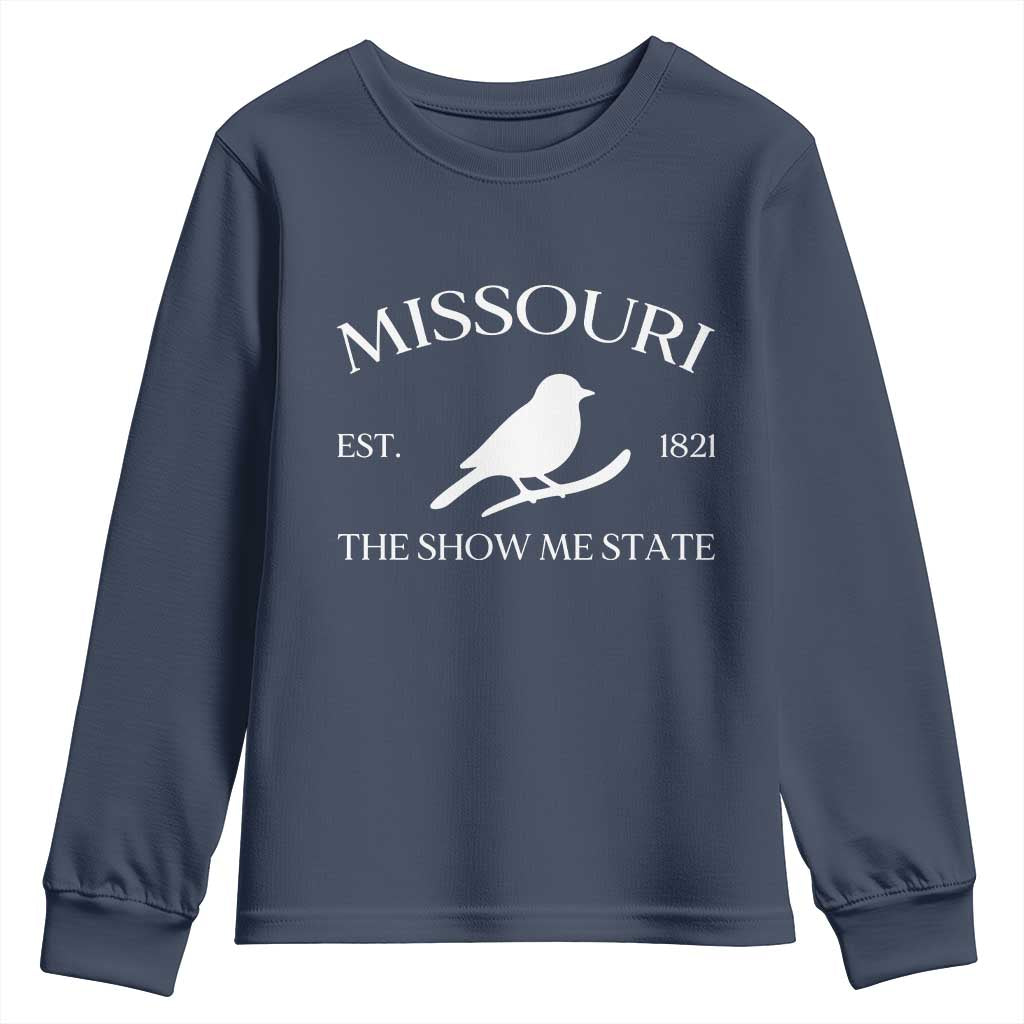 Vintage Blue Bird Missouri Youth Sweatshirt The Show Me State Pride