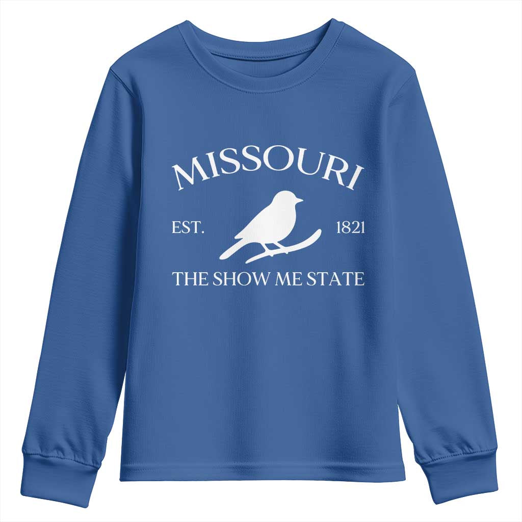 Vintage Blue Bird Missouri Youth Sweatshirt The Show Me State Pride