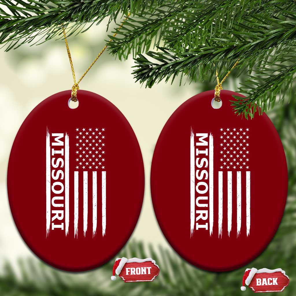 USA Flag Missouri State Pride Ceramic Ornament Missourian Pride