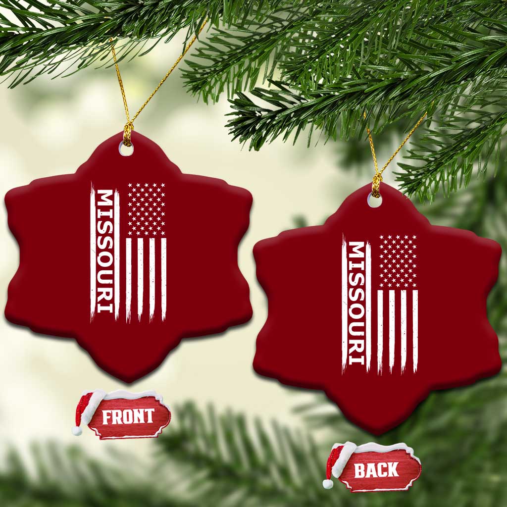 USA Flag Missouri State Pride Ceramic Ornament Missourian Pride