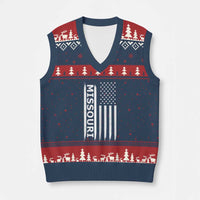 USA Flag Missouri State Pride V-Neck Knit Sweater Vest Missourian Pride
