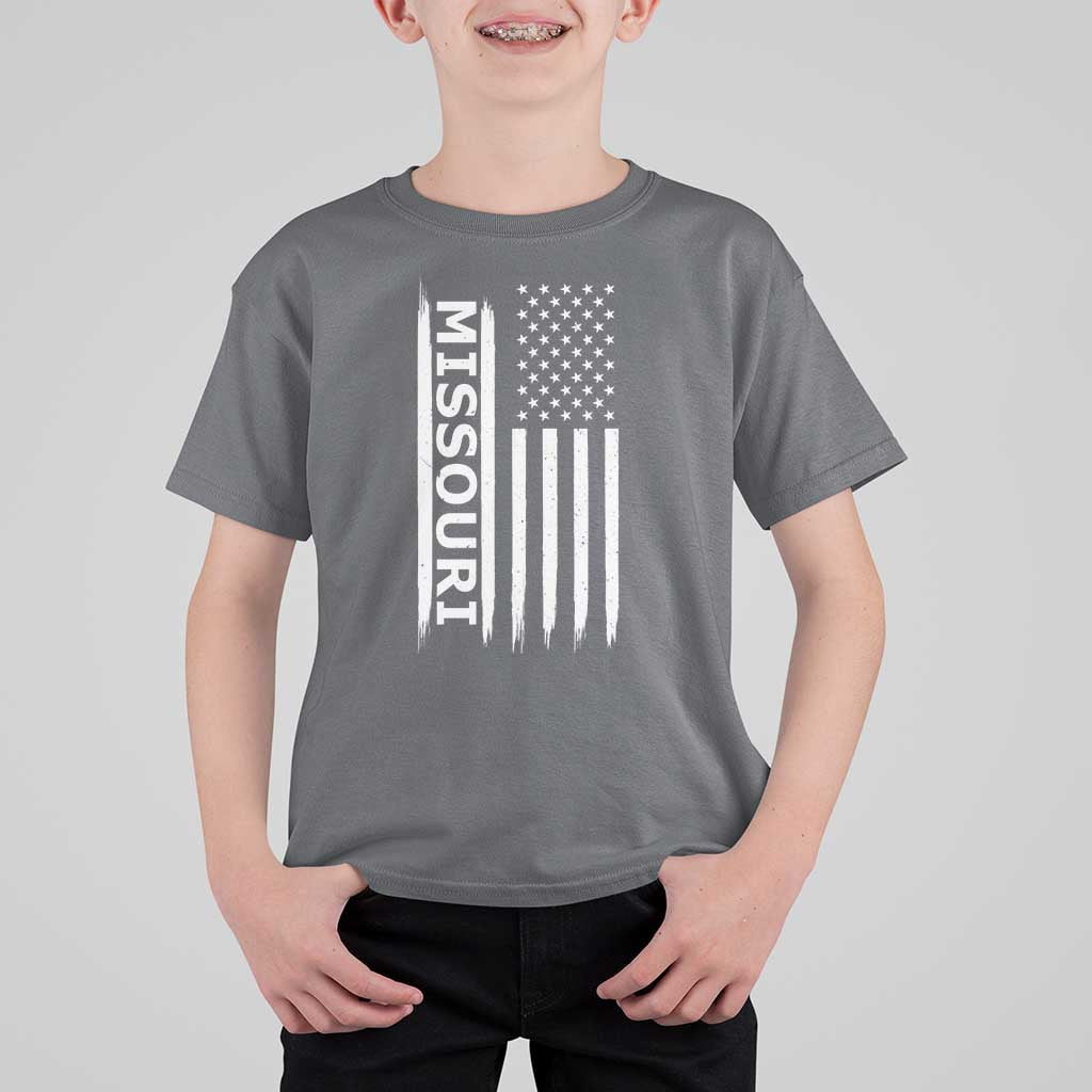 USA Flag Missouri State Pride T Shirt For Kid Missourian Pride