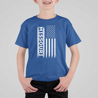 USA Flag Missouri State Pride T Shirt For Kid Missourian Pride