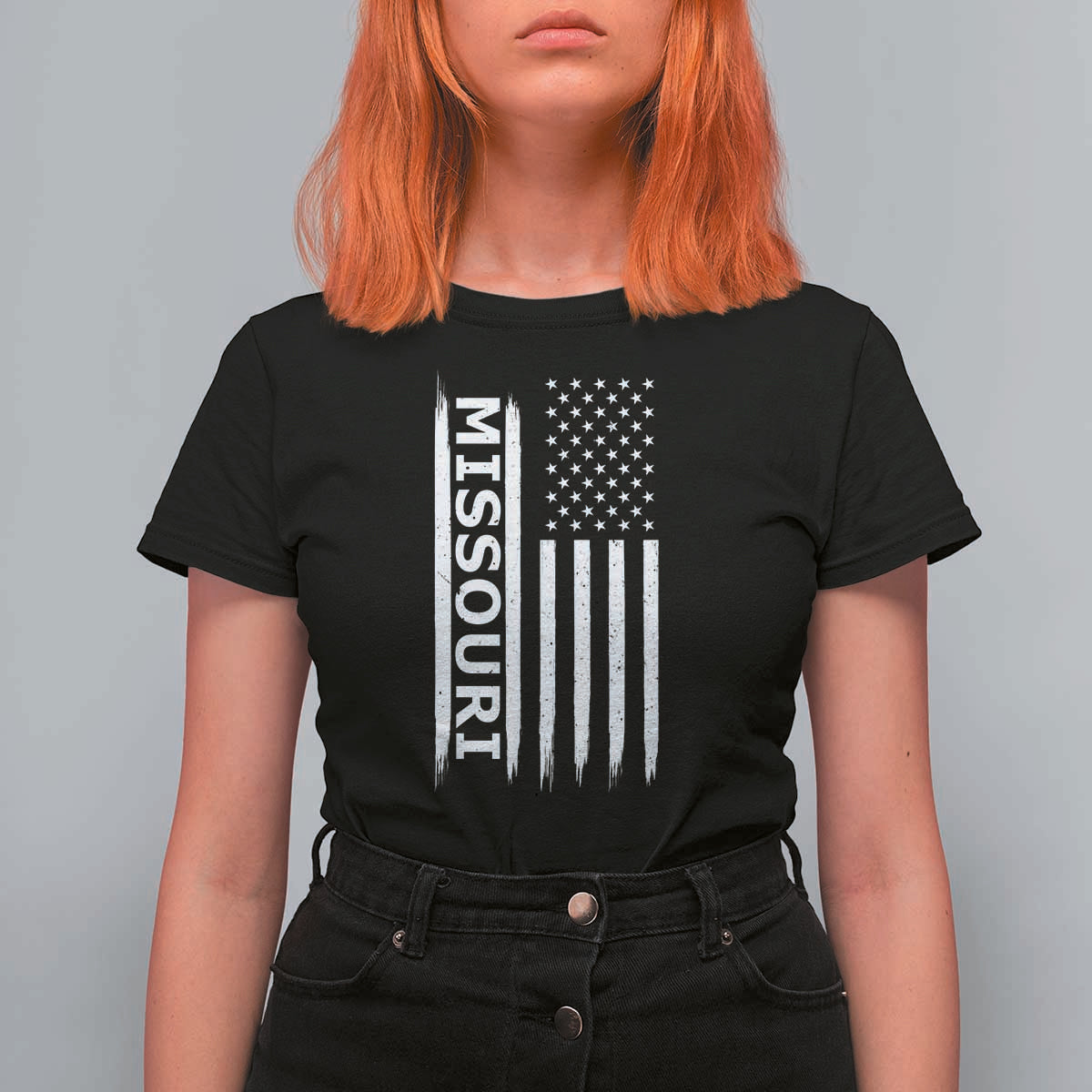 USA Flag Missouri State Pride T Shirt For Women Missourian Pride