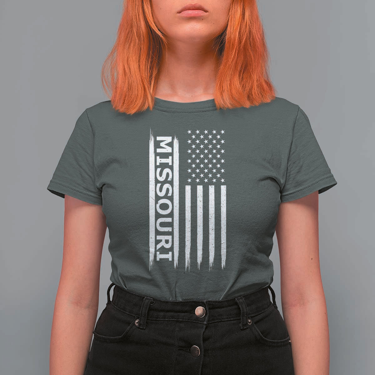 USA Flag Missouri State Pride T Shirt For Women Missourian Pride