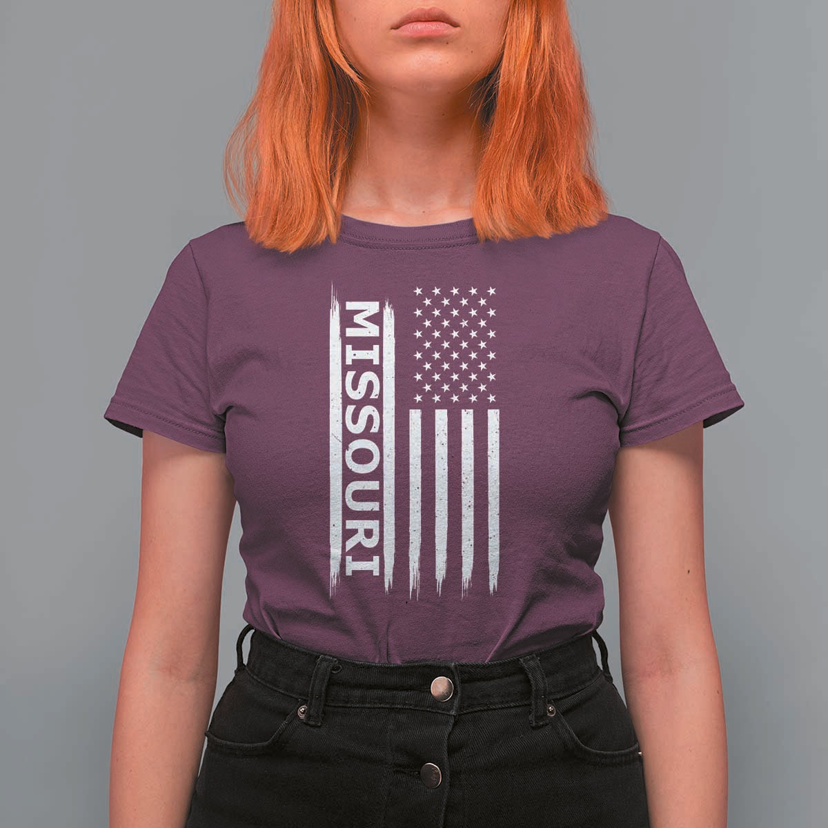 USA Flag Missouri State Pride T Shirt For Women Missourian Pride