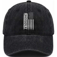 USA Flag Missouri State Pride Washed Cotton Baseball Cap Missourian Pride