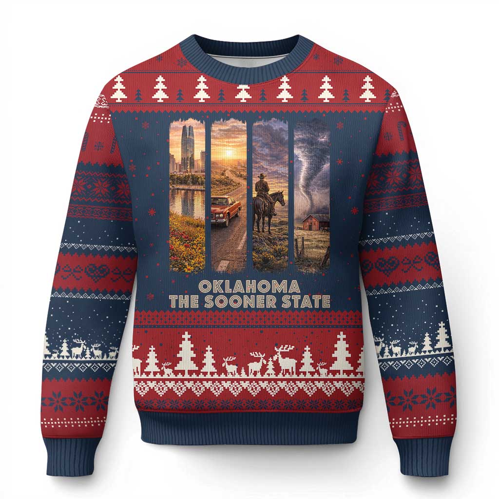 The Sooner State Pride Ugly Christmas Sweater Gift for Oklahomans