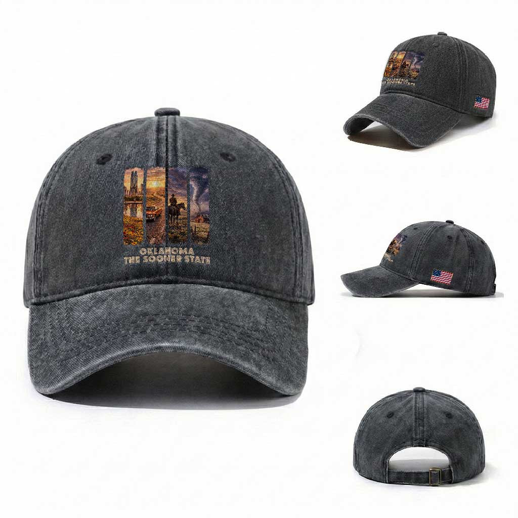 The Sooner State Pride Washed Cotton Baseball Cap Gift for Oklahomans