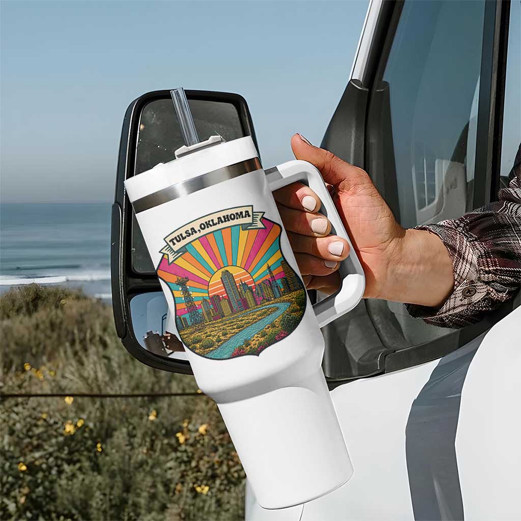 Route Highway 66 Tulsa Oklahoma Tumbler With Handle Mother Road Travel Gift