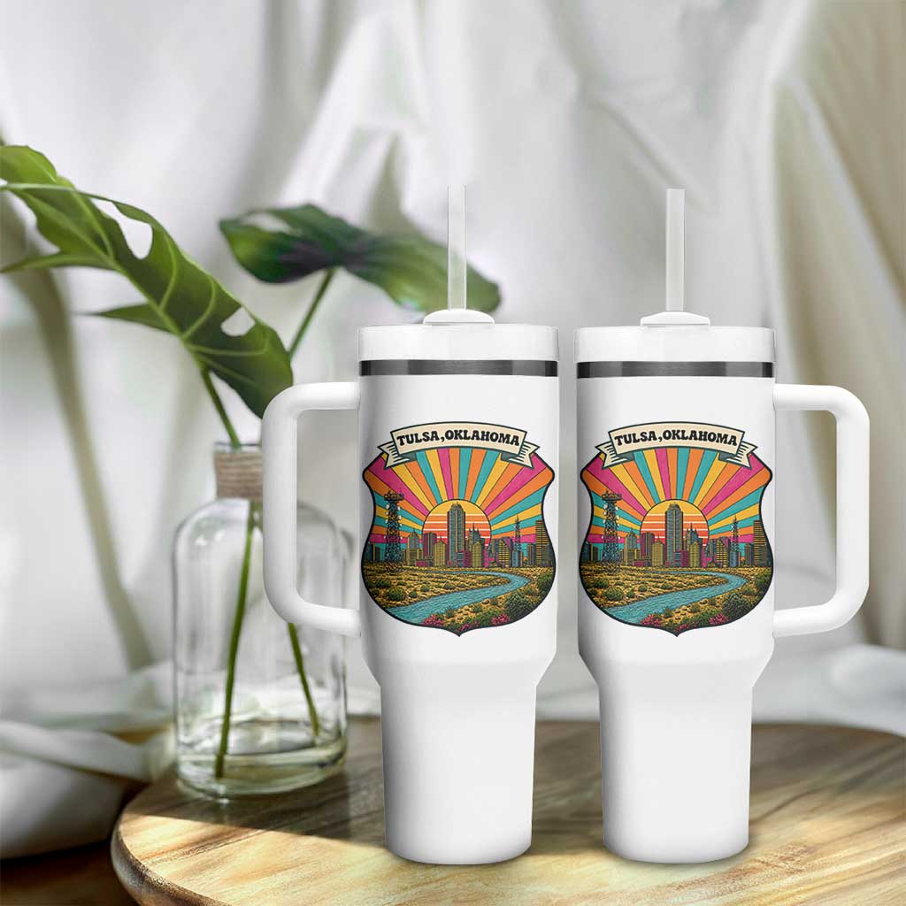 Route Highway 66 Tulsa Oklahoma Tumbler With Handle Mother Road Travel Gift