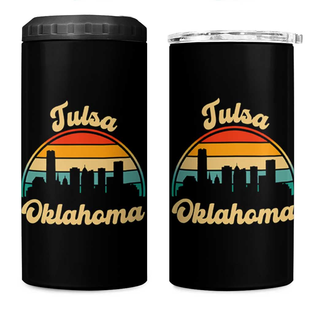 Vintage Tulsa Oklahoma Pride 4 in 1 Can Cooler Tumbler Proud Oklahoman Gift