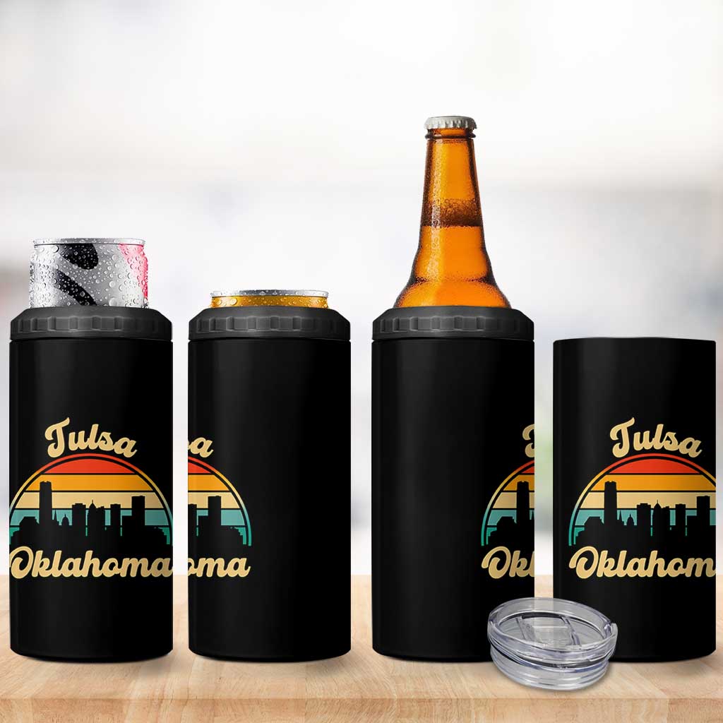 Vintage Tulsa Oklahoma Pride 4 in 1 Can Cooler Tumbler Proud Oklahoman Gift