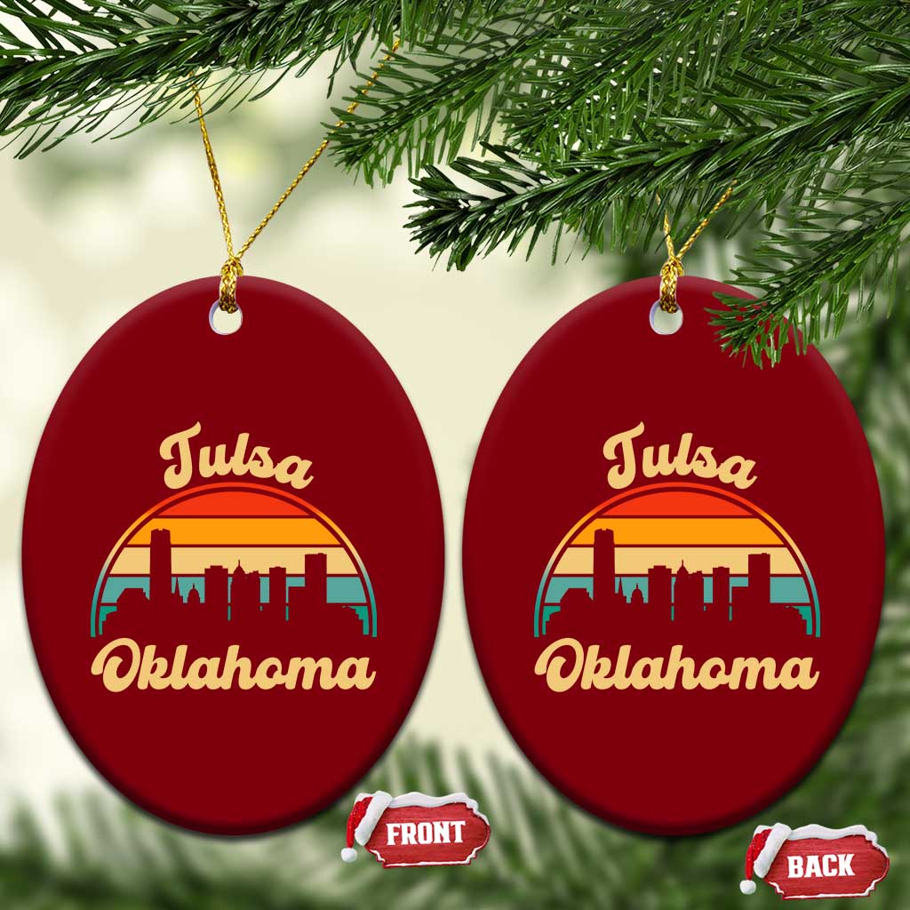 Vintage Tulsa Oklahoma Pride Ceramic Ornament Proud Oklahoman Gift
