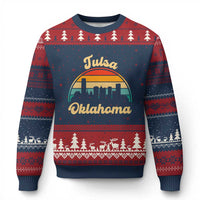 Vintage Tulsa Oklahoma Pride Ugly Christmas Sweater Proud Oklahoman Gift