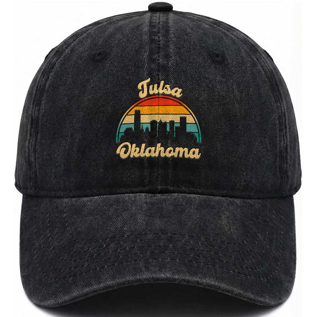 Vintage Tulsa Oklahoma Pride Washed Cotton Baseball Cap Proud Oklahoman Gift