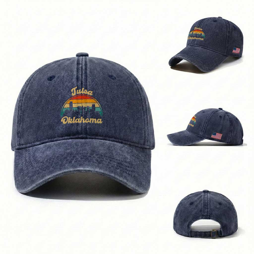 Vintage Tulsa Oklahoma Pride Washed Cotton Baseball Cap Proud Oklahoman Gift
