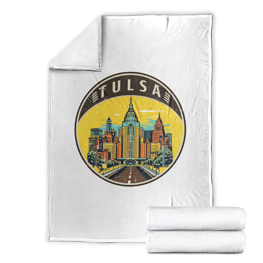 Vintage Tulsa Oklahoma Cityscape Pride Throw Blanket