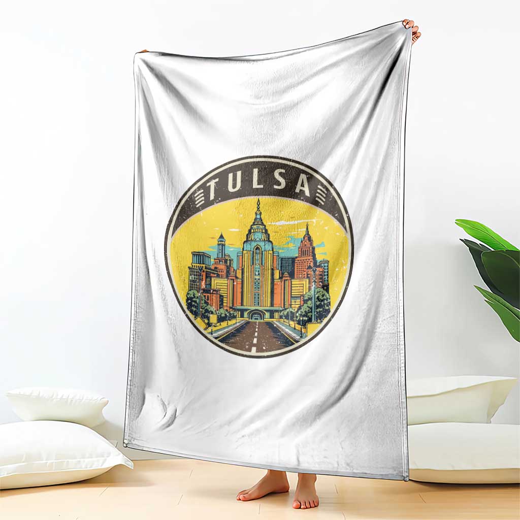 Vintage Tulsa Oklahoma Cityscape Pride Throw Blanket