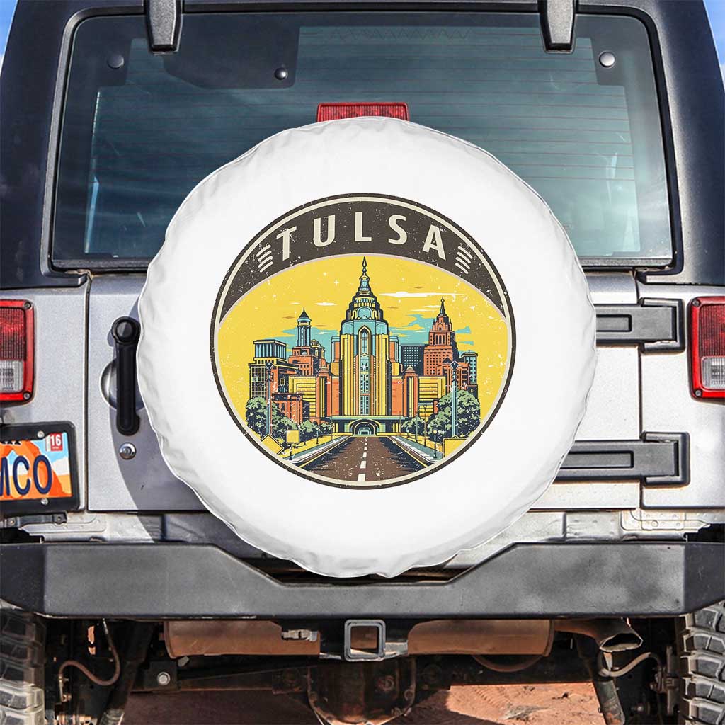 Vintage Tulsa Oklahoma Cityscape Pride Spare Tire Cover