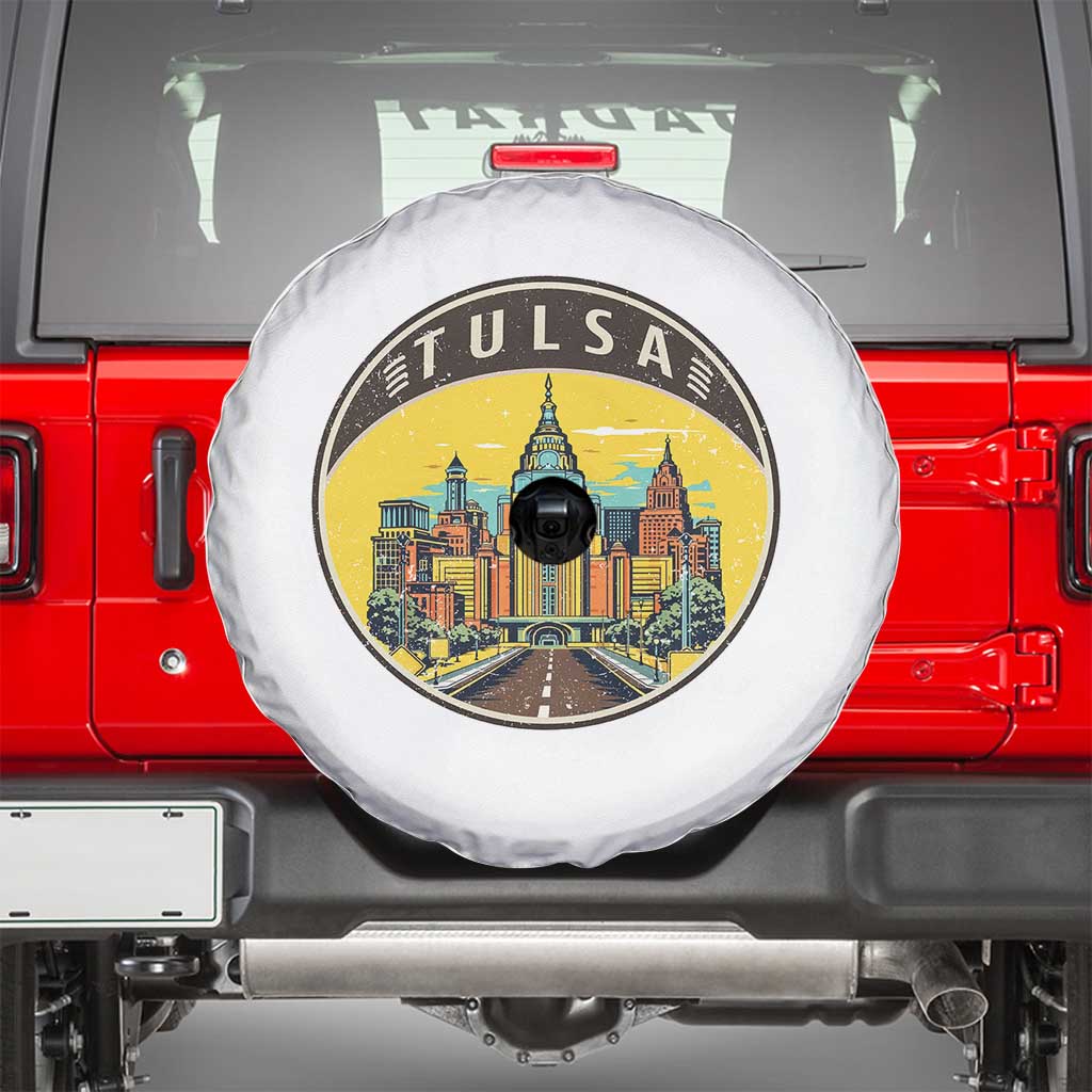 Vintage Tulsa Oklahoma Cityscape Pride Spare Tire Cover